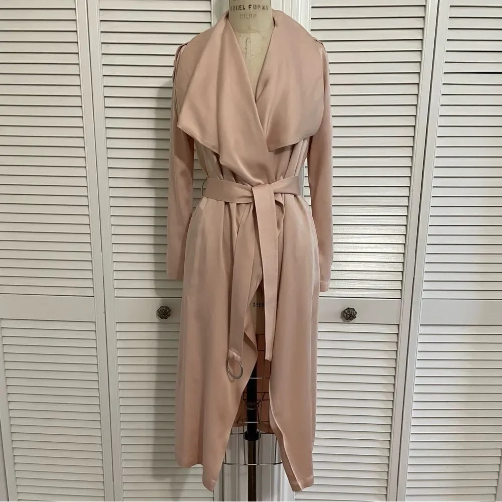 Soia & Kyo Marinella Ballet Pink Straight Fit Trench Coat Sz-XXS